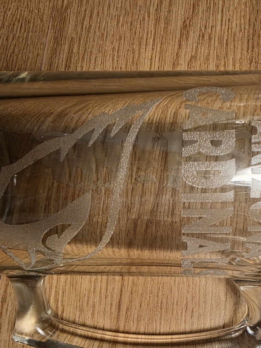 CARDINALS "MIKE" Clear Glass Beer Mug with Silver Etching